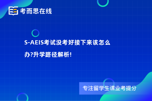 S-AEIS考试没考好接下来该怎么办?升学路径解析!