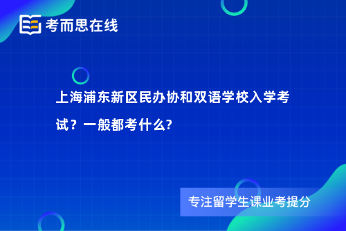 上海浦东新区民办协和双语学校入学考试？一般都考什么?