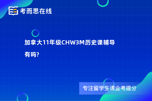 加拿大11年级CHW3M历史课辅导有吗?