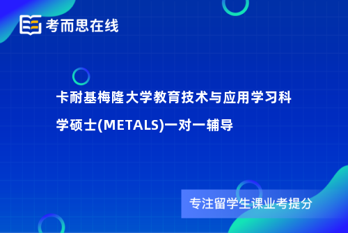卡耐基梅隆大学教育技术与应用学习科学硕士(METALS)一对一辅导
