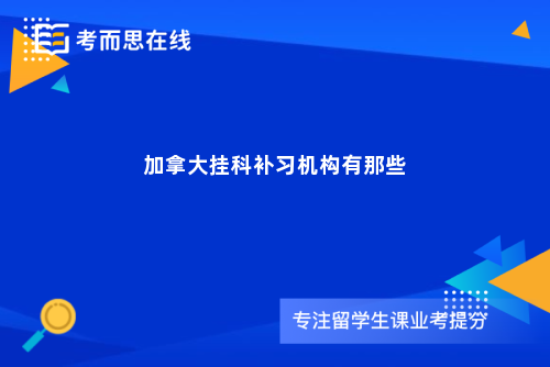 加拿大挂科补习机构有那些