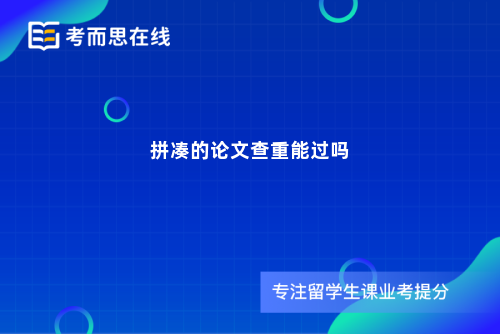 拼凑的论文查重能过吗