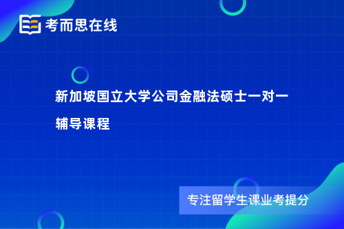 新加坡国立大学公司金融法硕士一对一辅导课程
