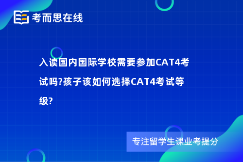 入读国内国际学校需要参加CAT4考试吗?孩子该如何选择CAT4考试等级?