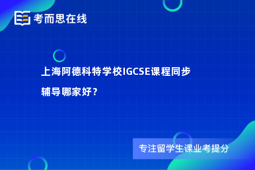 上海阿德科特学校IGCSE课程同步辅导哪家好？