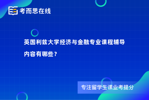 英国利兹大学经济与金融专业课程辅导内容有哪些？