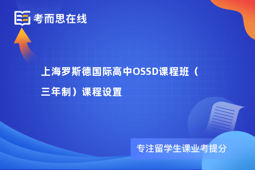 上海罗斯德国际高中OSSD课程班（三年制）课程设置