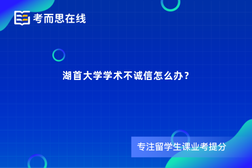 湖首大学学术不诚信怎么办？