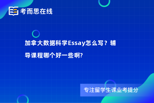 加拿大数据科学Essay怎么写？辅导课程哪个好一些啊?