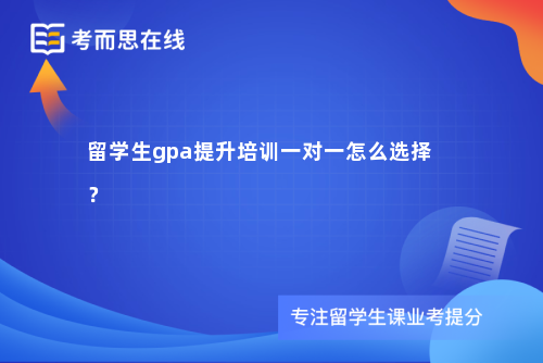 留学生gpa提升培训一对一怎么选择？
