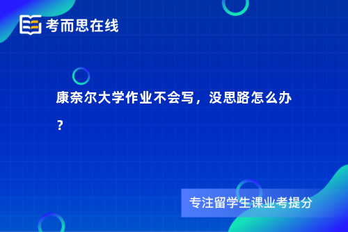 康奈尔大学作业不会写，没思路怎么办？