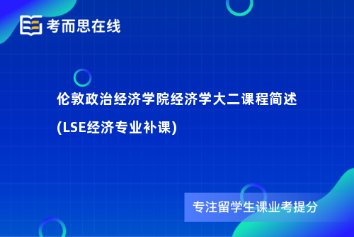 伦敦政治经济学院经济学大二课程简述(LSE经济专业补课)