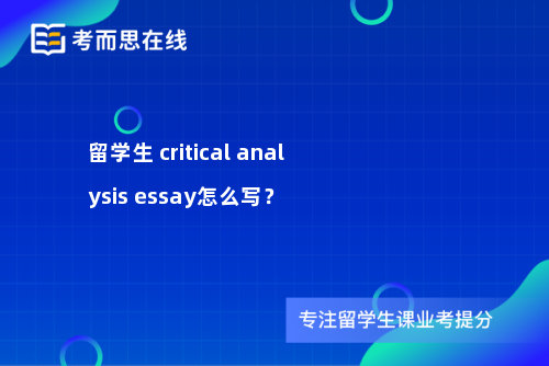 留学生 critical analysis essay怎么写？