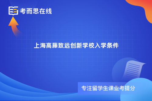 上海高藤致远创新学校入学条件