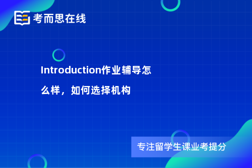 Introduction作业辅导怎么样，如何选择机构