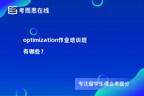 optimization作业培训班有哪些？