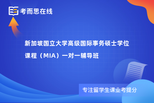 新加坡国立大学高级国际事务硕士学位课程（MIA）一对一辅导班