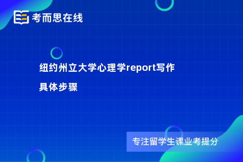 纽约州立大学心理学report写作具体步骤