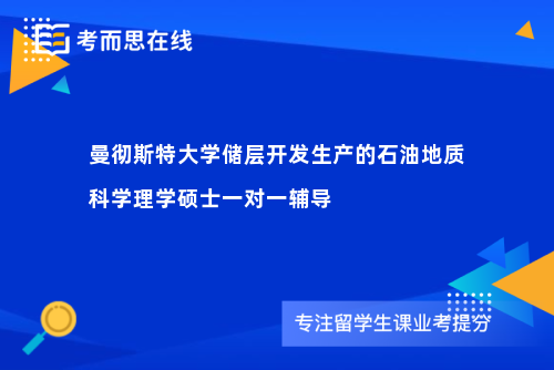 曼彻斯特大学储层开发生产的石油地质科学理学硕士一对一辅导