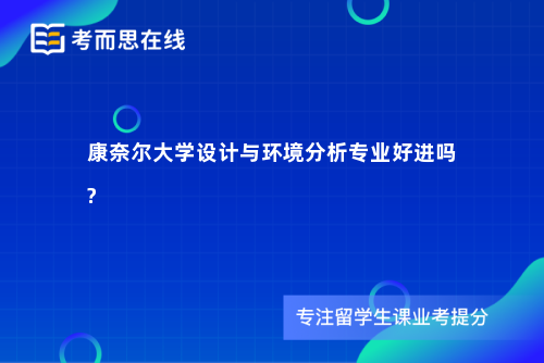 康奈尔大学设计与环境分析专业好进吗?