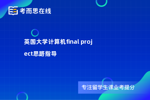 英国大学计算机final project思路指导