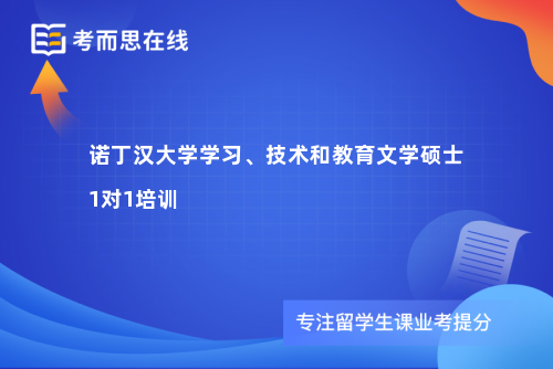 诺丁汉大学学习、技术和教育文学硕士1对1培训