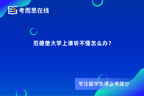 范德堡大学上课听不懂怎么办？