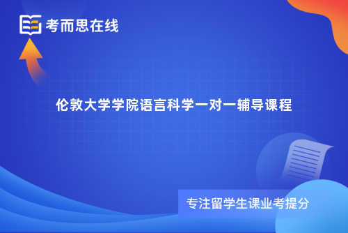 伦敦大学学院语言科学一对一辅导课程