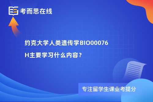 约克大学人类遗传学BIO00076H主要学习什么内容？