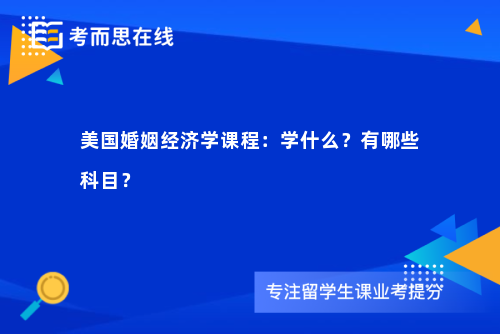 美国婚姻经济学课程：学什么？有哪些科目？