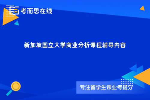 新加坡国立大学商业分析课程辅导内容