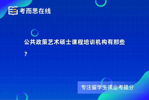 公共政策艺术硕士课程培训机构有那些？