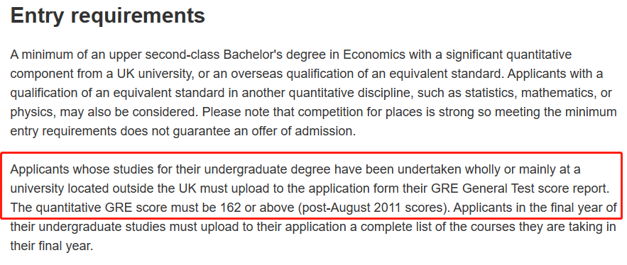 伦敦大学学院经济学硕士2024年GRE成绩要求你清楚吗?