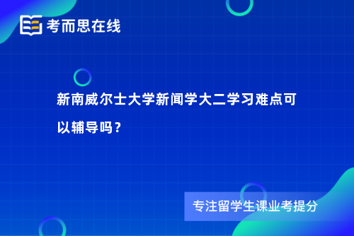 新南威尔士大学新闻学大二学习难点可以辅导吗？