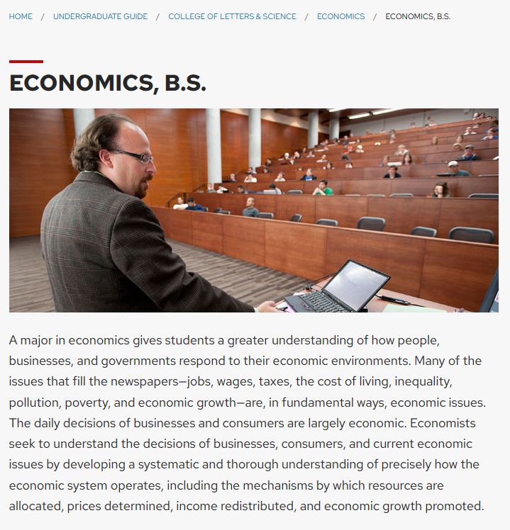 威斯康星大学麦迪逊分校经济学(BS)课程设置