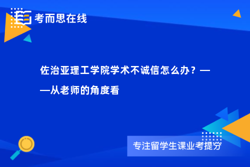 佐治亚理工学院学术不诚信怎么办？——从老师的角度看