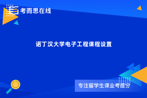 诺丁汉大学电子工程课程设置