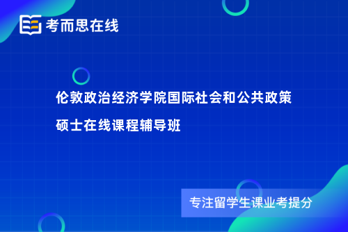 伦敦政治经济学院国际社会和公共政策硕士在线课程辅导班