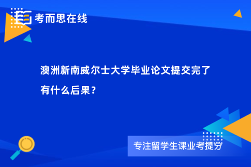 澳洲新南威尔士大学毕业论文提交完了有什么后果？