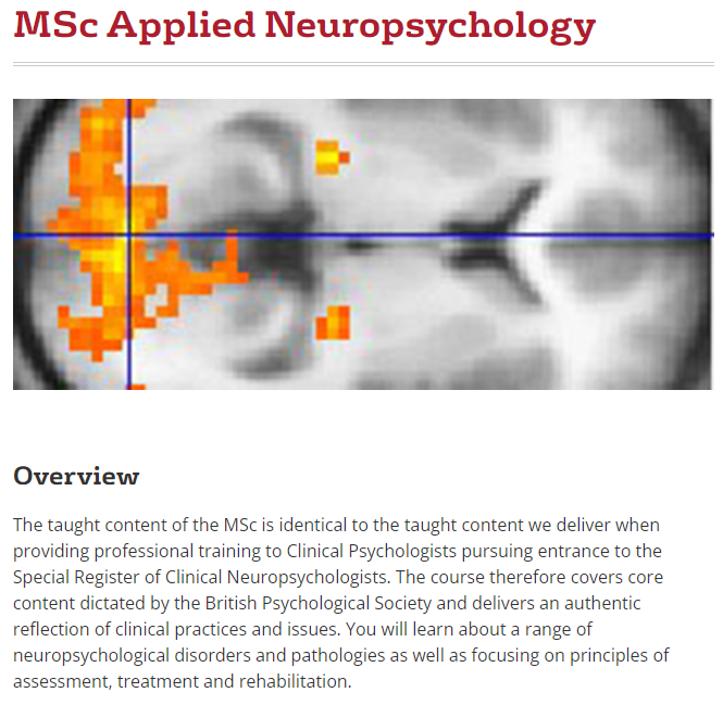 布里斯托大学Applied Neuropsychology硕士课程重点梳理