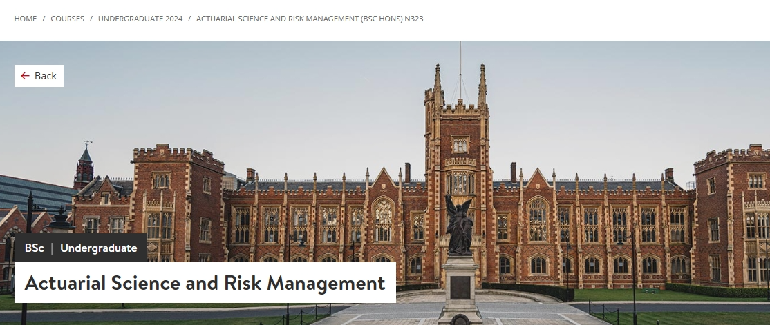 贝尔法斯特女王大学精算学与风险管理课程重点内容