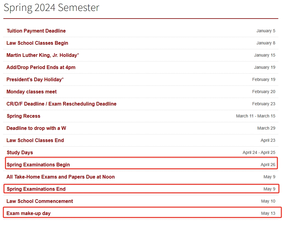 2024南加州大学春季学期期末考试时间安排及复习指南