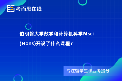 伯明翰大学数学和计算机科学Msci(Hons)开设了什么课程？