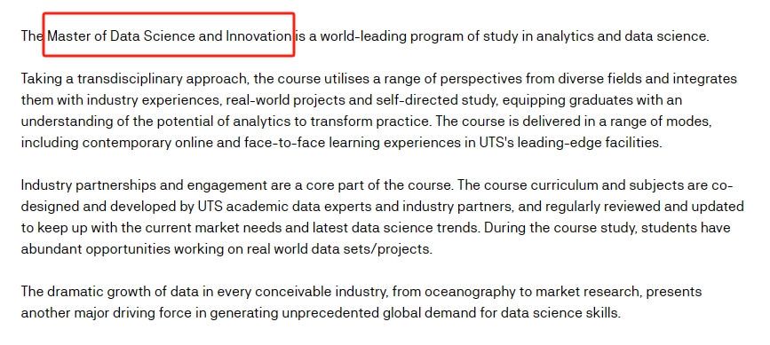 悉尼科技大学数据科学与创新硕士专业怎么样?