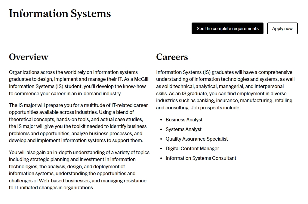 麦吉尔大学Information Systems专业课预习辅导