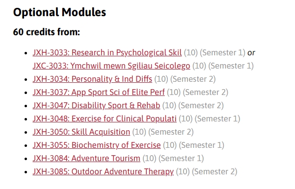 班戈大学冒险运动科学理学(荣誉)学位提供什么课程?