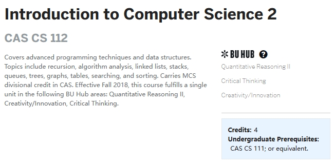 波士顿大学计算机科学专业(BA)该预习什么?重要课程知识点梳理!