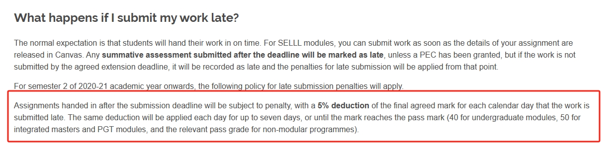 纽卡斯尔大学迟交作业怎么扣分?如何避免?