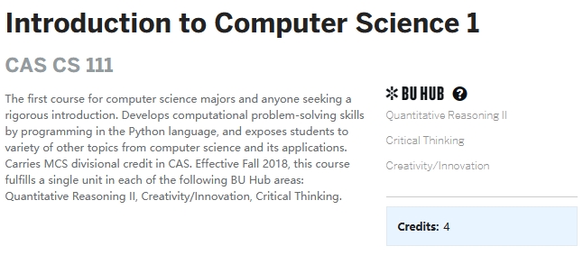 波士顿大学计算机科学专业(BA)该预习什么?重要课程知识点梳理!