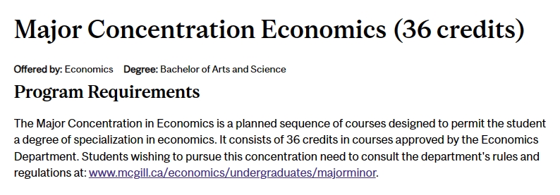 麦吉尔大学Concentration Economics(Major)专业课预习辅导